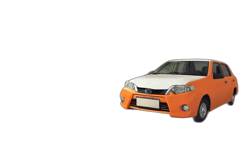 car, 3d render, photorealistic, concept art, anime, small, miniature, orange transparent PNG cut-out