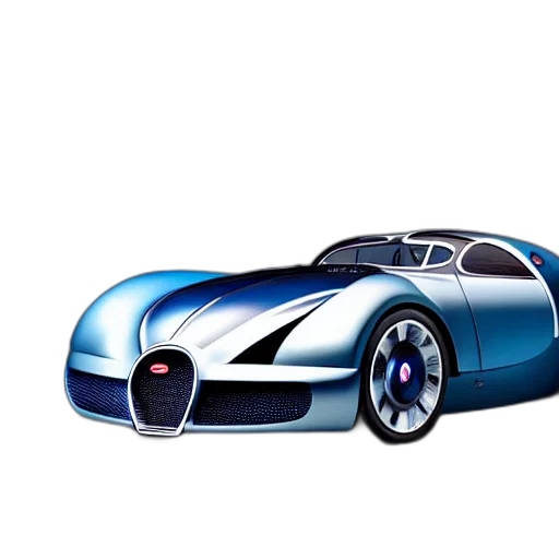 car, 3d render, concept art, photorealistic, cartoon, blue, futuristic, bugatti transparent PNG cut-out