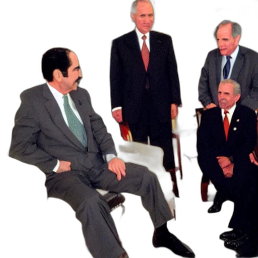 staff, furniture, shoes, saddam, hussein, meeting, george, bush transparent PNG cut-out