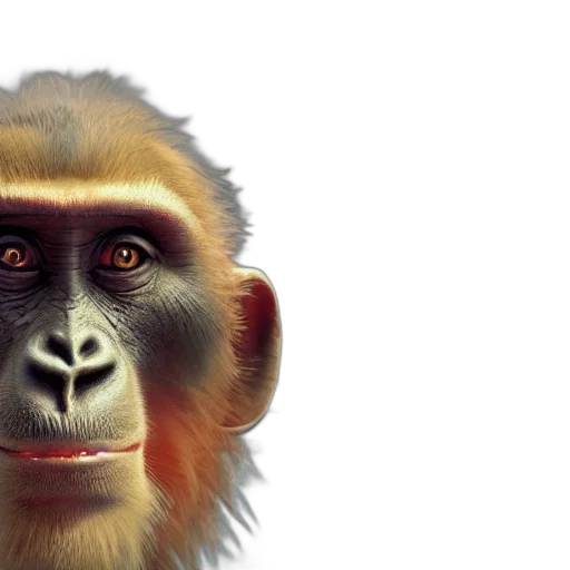 animal, face, photorealistic, concept art, 3d render, portrait, monkey, uhd transparent PNG cut-out