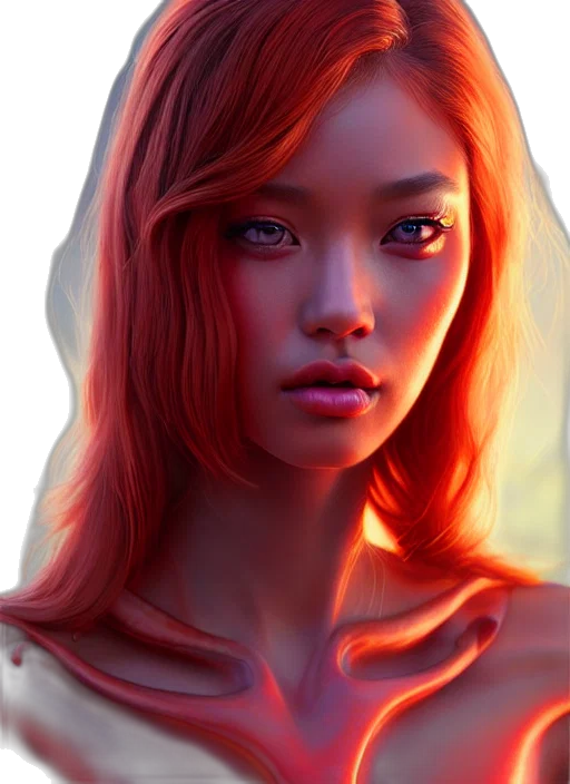 face, hair, photorealistic, fantasy art transparent PNG cut-out