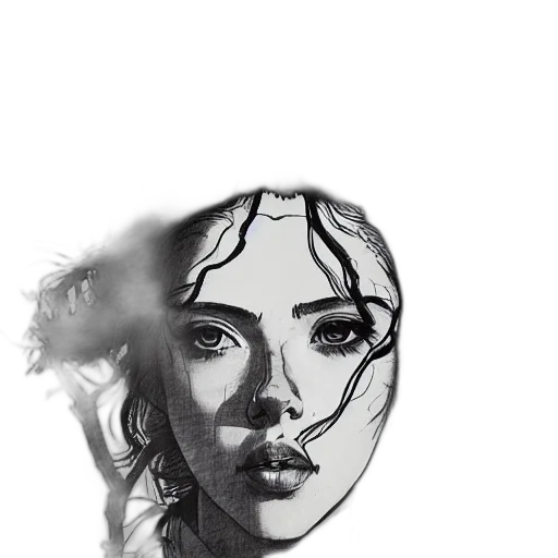 face, mask, crown, hair, photorealistic, pencil sketch, comic book art, cartoon transparent PNG cut-out