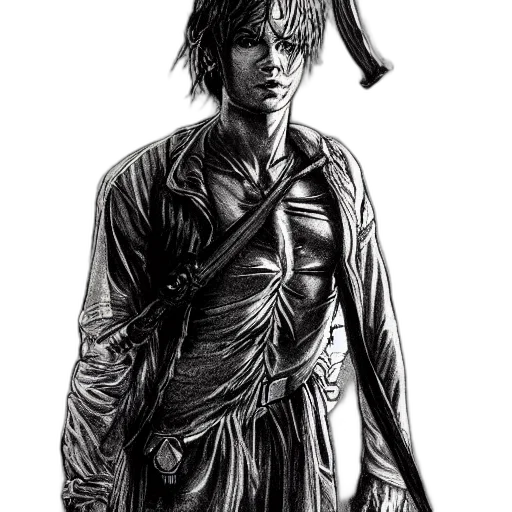 jacket, weapon, staff, sword transparent PNG cut-out