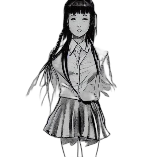 dress, hair, creature, jacket, anime, cartoon, concept art, pencil sketch transparent PNG cut-out