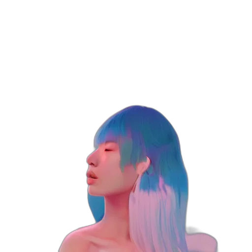 hair, face, dress, mask, vaporwave, 3d render, photorealistic, cyberpunk transparent PNG cut-out