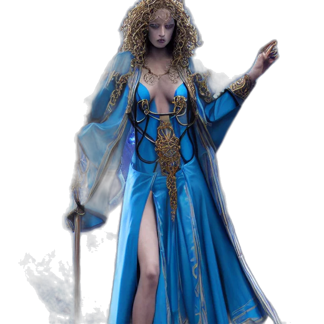 dress, staff, fantasy art, concept art transparent PNG cut-out