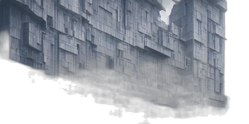building, sword, dragon, concept art, fantasy art, anime, 3d render, fog transparent PNG cut-out
