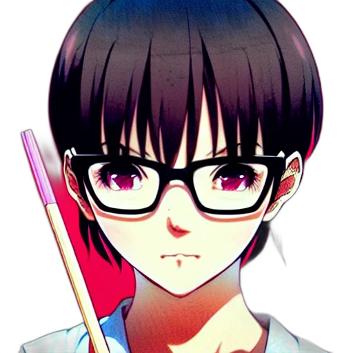 staff, face, weapon, umbrella, anime, cartoon, pixel art, vaporwave transparent PNG cut-out