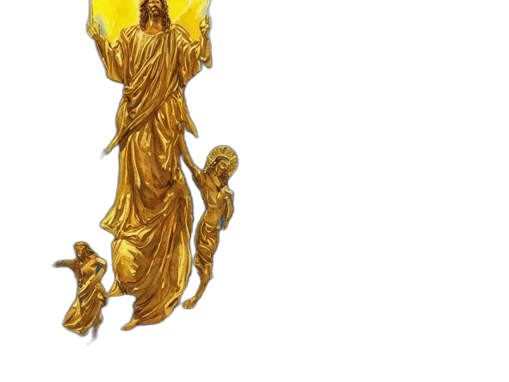 jewelry, staff, crown, golden, watercolor, painting, statue, jesus transparent PNG cut-out