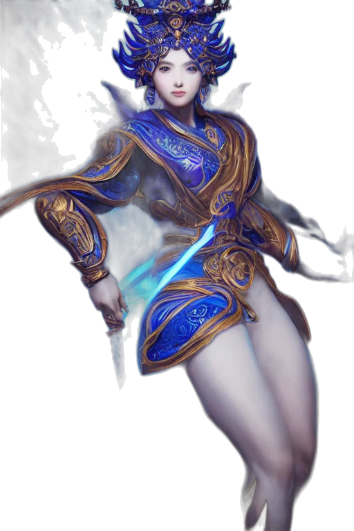 staff, sword, weapon, fantasy art, concept art, photorealistic, comic book art, blue transparent PNG cut-out