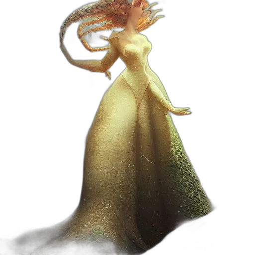 dress, staff, creature, crown transparent PNG cut-out