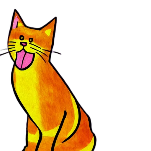 animal, cartoon, watercolor, concept art, pixel art, cat, singing, photographed transparent PNG cut-out