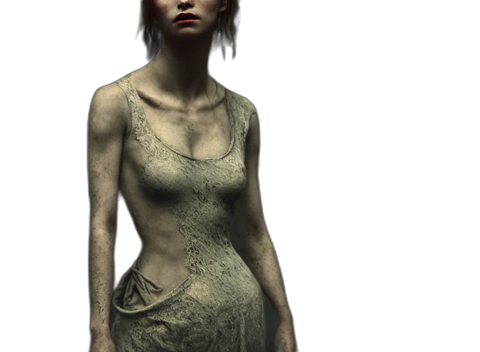 dress, face, creature, staff transparent PNG cut-out