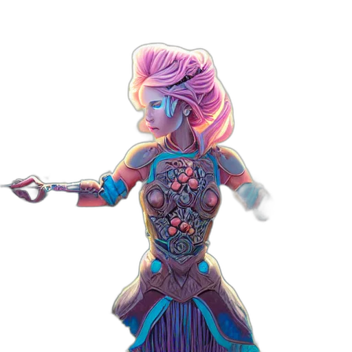 dress, staff, crown, jewelry, concept art, fantasy art, pixel art, comic book art transparent PNG cut-out