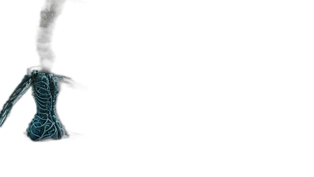 staff, shoes, hair, weapon, photorealistic, 3d render, monochrome, mri transparent PNG cut-out