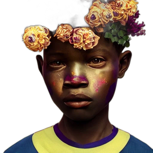 face, crown, flower, mask, photorealistic, concept art, watercolor, 3d render transparent PNG cut-out