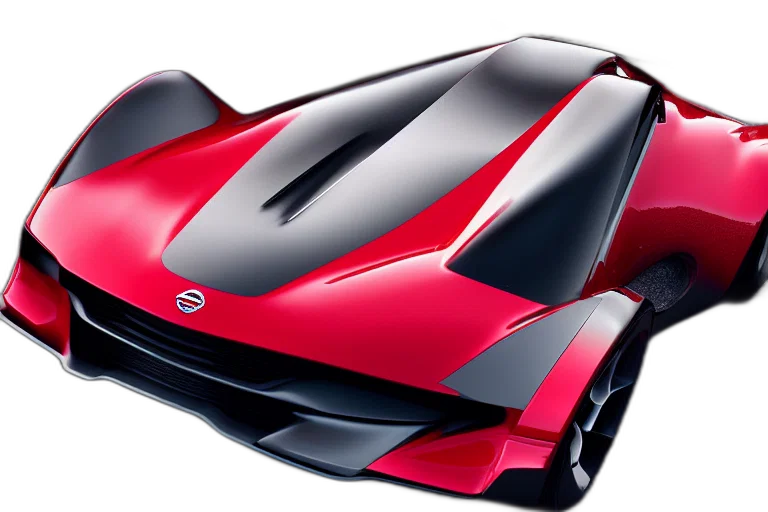 car, 3d render, photorealistic, concept art, red, sports, based, nissan transparent PNG cut-out