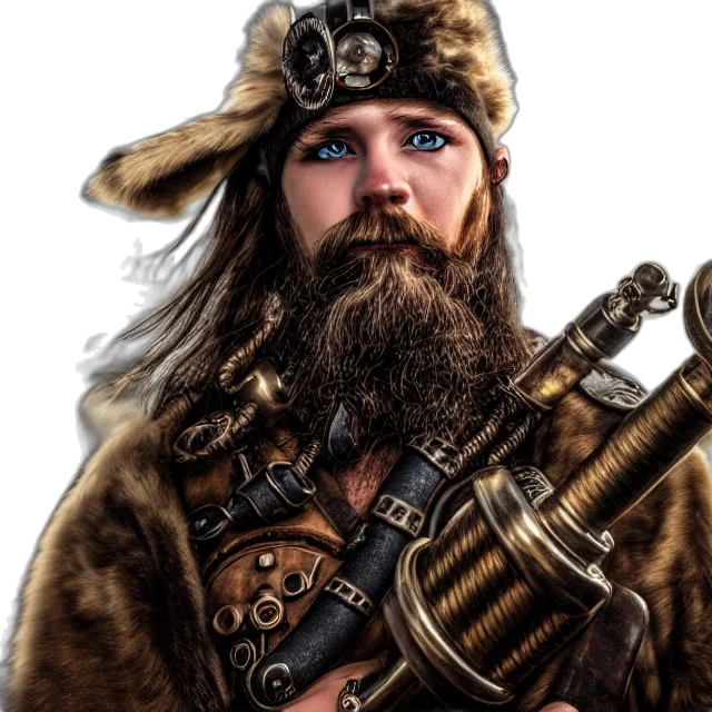 fantasy art, photorealistic, concept art, comic book art, dieselpunk, viking, hdr, smooth transparent PNG cut-out