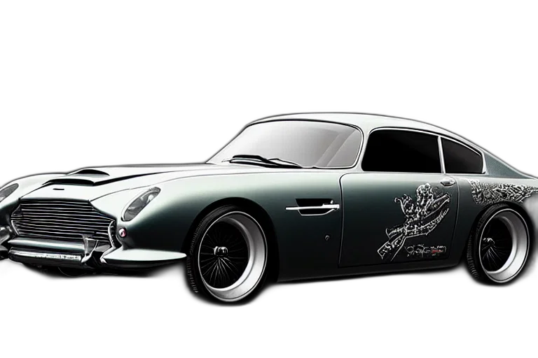 car, photorealistic, concept art, 3d render, cartoon, cyberpunk, aston, martin transparent PNG cut-out