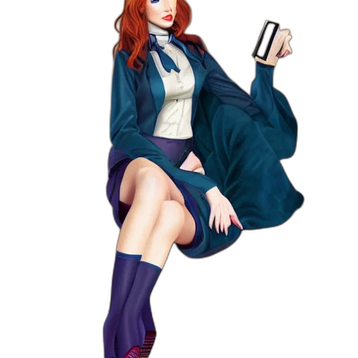 dress, staff, jacket, comic book art transparent PNG cut-out
