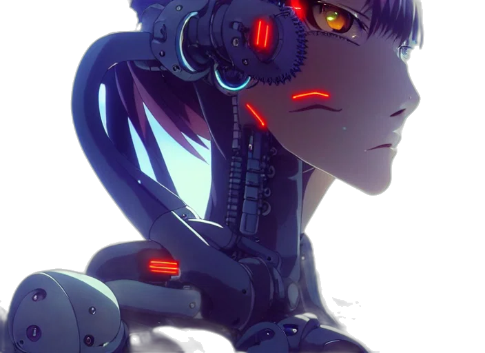 robot, weapon, face, creature, cyberpunk, concept art, anime, 3d render transparent PNG cut-out