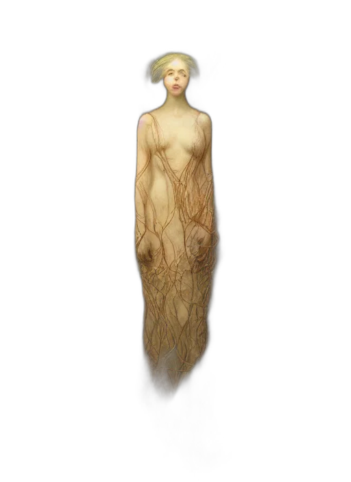 dress, creature, hair, staff transparent PNG cut-out