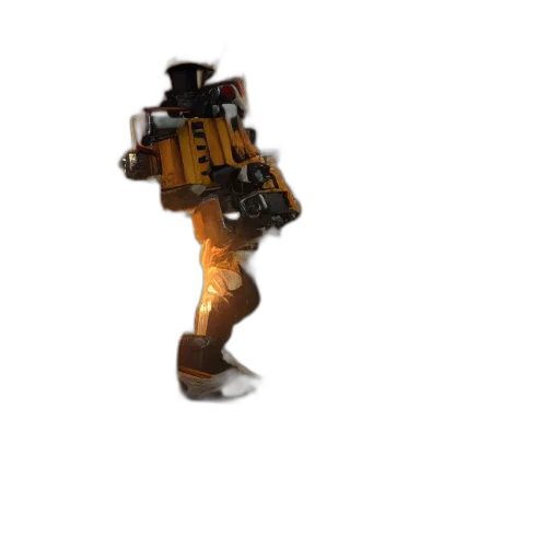 robot, staff, weapon, creature, 3d render, concept art, pixel art, cyberpunk transparent PNG cut-out