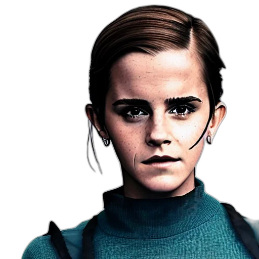 face, comic book art, photorealistic, concept art, fantasy art, blue, emma, watson transparent PNG cut-out