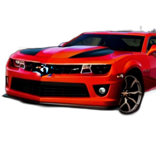 car, 3d render, photorealistic, concept art, cartoon, chevrolet, camaro, red transparent PNG cut-out