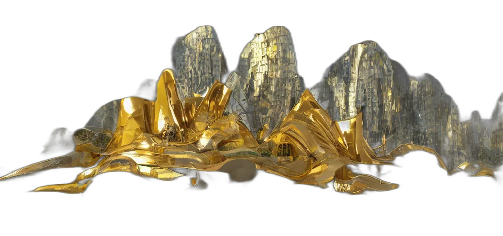 jewelry, crown, 3d render, concept art, golden, futuristic, shinny, castle transparent PNG cut-out