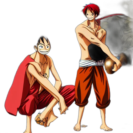concept art, comic book art, anime, fantasy art, fire, red, luffy, shanks transparent PNG cut-out