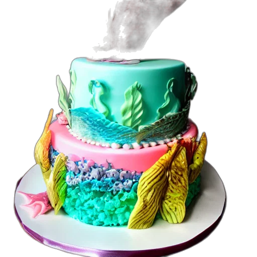 food, 3d render, photorealistic, pastel, colorful, mermaid, themed, birthday transparent PNG cut-out