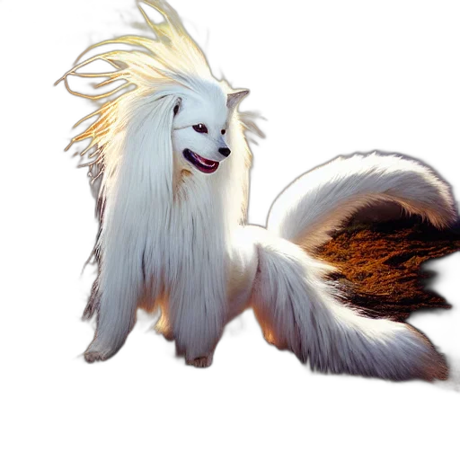 hair, animal, creature, dragon, concept art, fantasy art, 3d render, pixel art transparent PNG cut-out