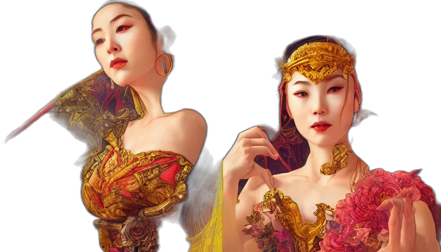 jewelry, dress, photorealistic, fantasy art transparent PNG cut-out