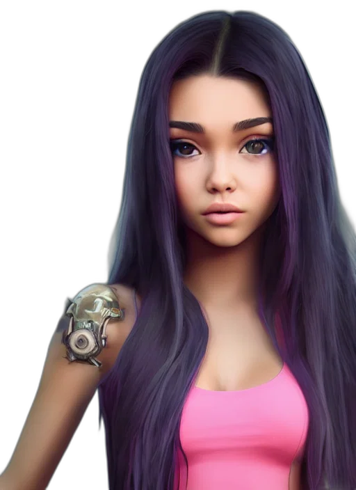 hair, weapon, robot, photorealistic transparent PNG cut-out