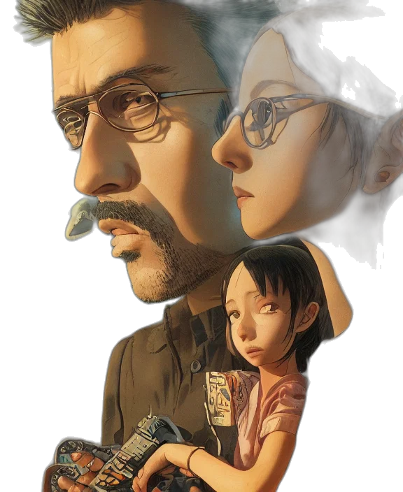 face, concept art, photorealistic, comic book art transparent PNG cut-out