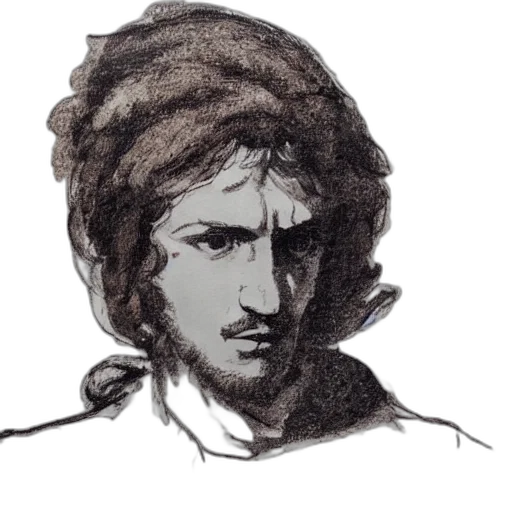 face, mask, hair, staff, pencil sketch, photorealistic, concept art, oil painting transparent PNG cut-out