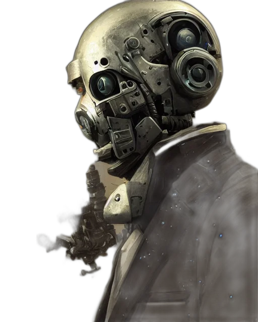 mask, robot, face, jacket, concept art, cyberpunk, comic book art, fantasy art transparent PNG cut-out