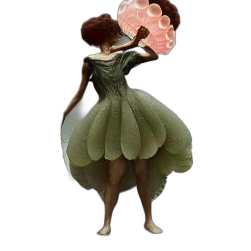 dress, flower, crown, creature, concept art, 3d render, fantasy art, photorealistic transparent PNG cut-out