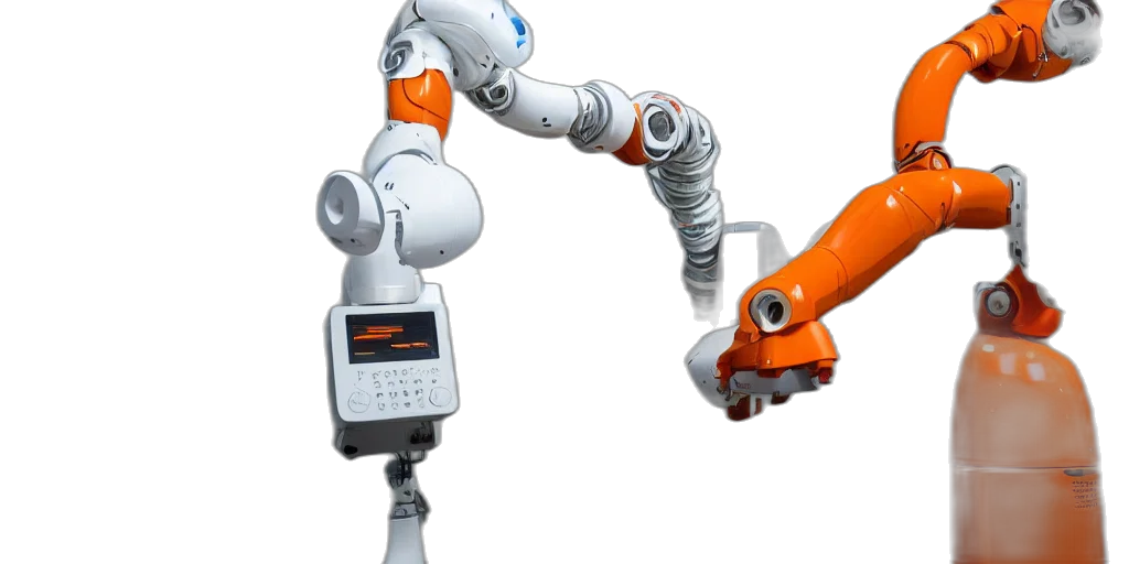 robot, staff, 3d render, close, small, boxy, kuka, robotic transparent PNG cut-out