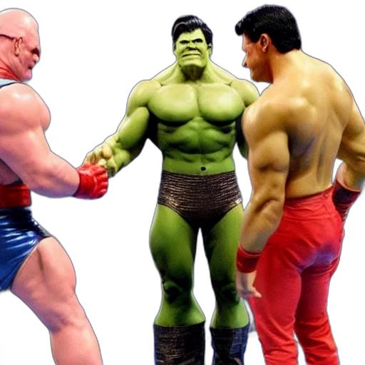 supermen, hulk, wwe, smacking transparent PNG cut-out