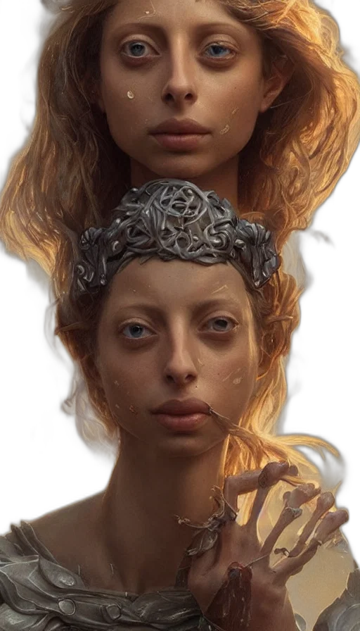 face, crown, mask, hair, concept art, fantasy art, photorealistic, 3d render transparent PNG cut-out