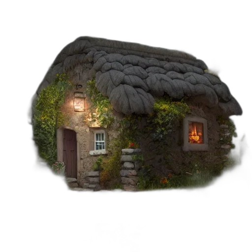 hat, building, 3d render, concept art, fantasy art, photorealistic, night, fog transparent PNG cut-out