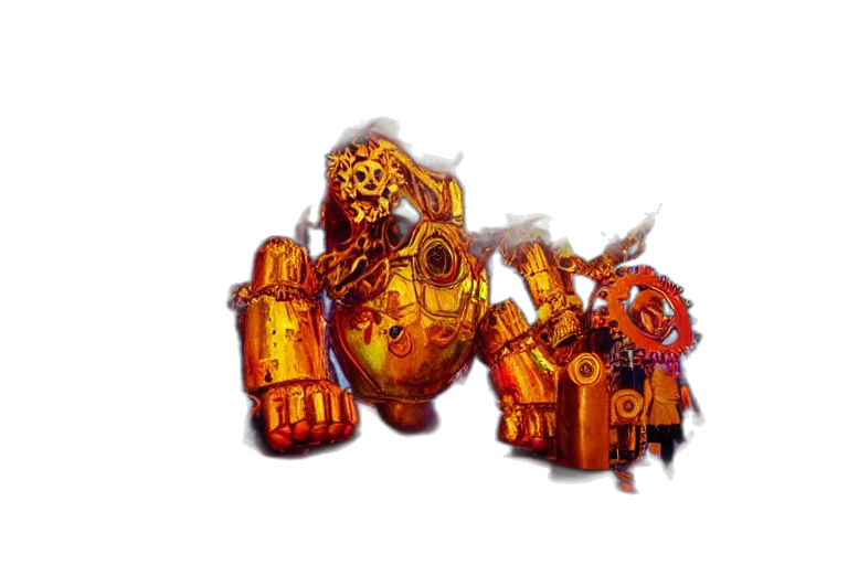 robot, weapon, mask, crown, concept art, 3d render, fantasy art, pixel art transparent PNG cut-out