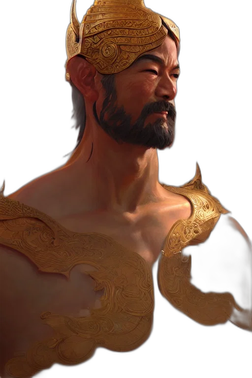 mask, face, crown, staff, concept art, fantasy art, comic book art, 3d render transparent PNG cut-out