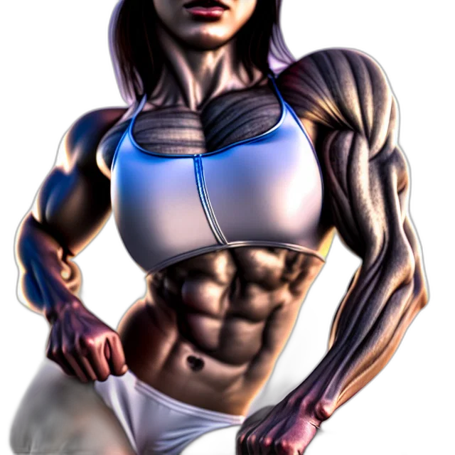 robot, 3d render, concept art, comic book art, photorealistic, muscle, girl, chrome transparent PNG cut-out