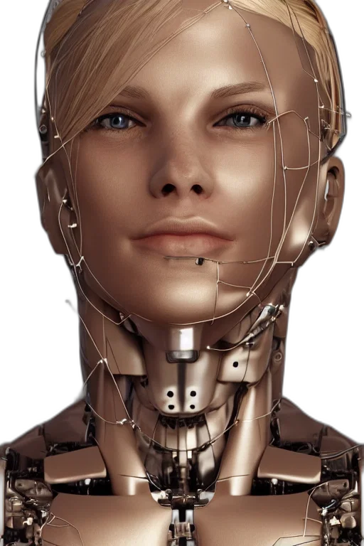 robot, face, cyberpunk, 3d render, concept art, photorealistic, human, female transparent PNG cut-out