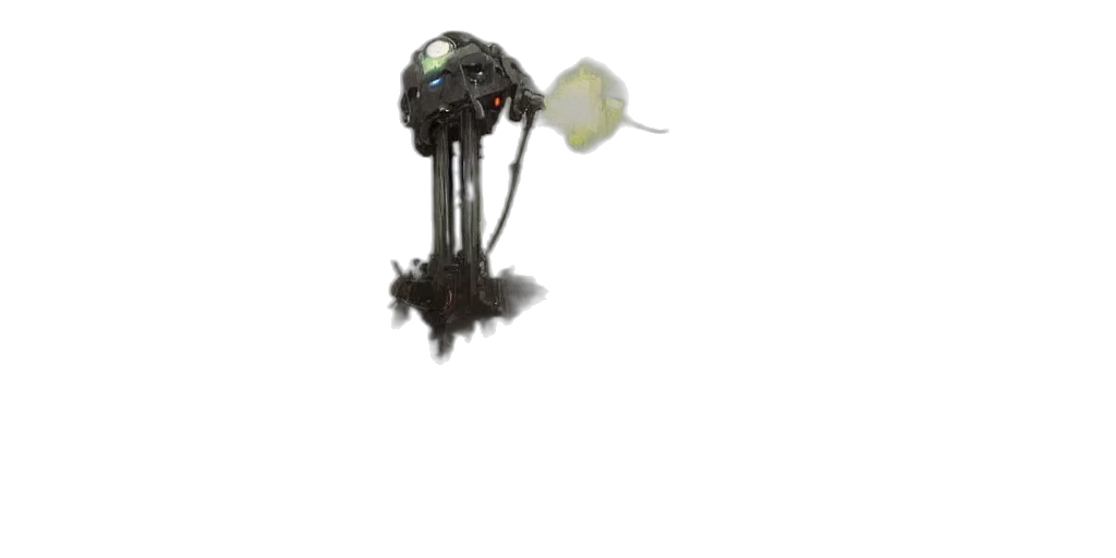 robot, weapon, staff, flower, concept art, 3d render, pixel art, fantasy art transparent PNG cut-out
