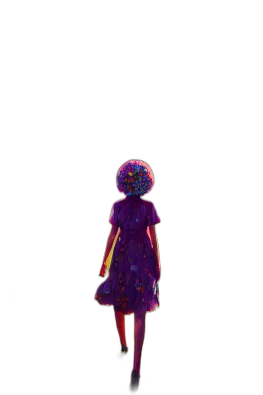 dress, robot, mask, umbrella, 3d render, pixel art, concept art, vaporwave transparent PNG cut-out