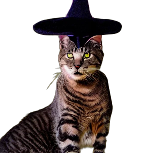hat, animal, staff, creature, photorealistic, photograph, cat, witch transparent PNG cut-out